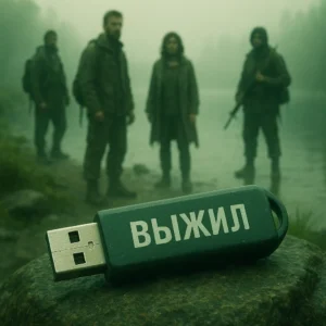 Флешка "ВЫЖИЛ" у озера с выжившими.