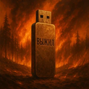 Флешка "ВЫЖИЛ" в горящей тайге.