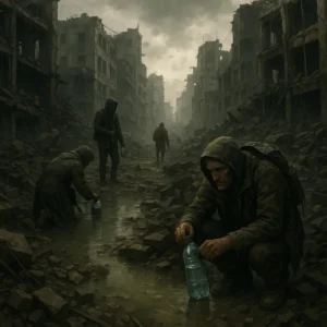 Люди среди руин города